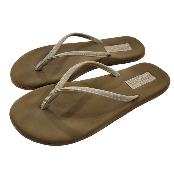 Flojos metalic brown and gold flip flop 10" size 8 beach vacation summer pool - Picture 9 of 9